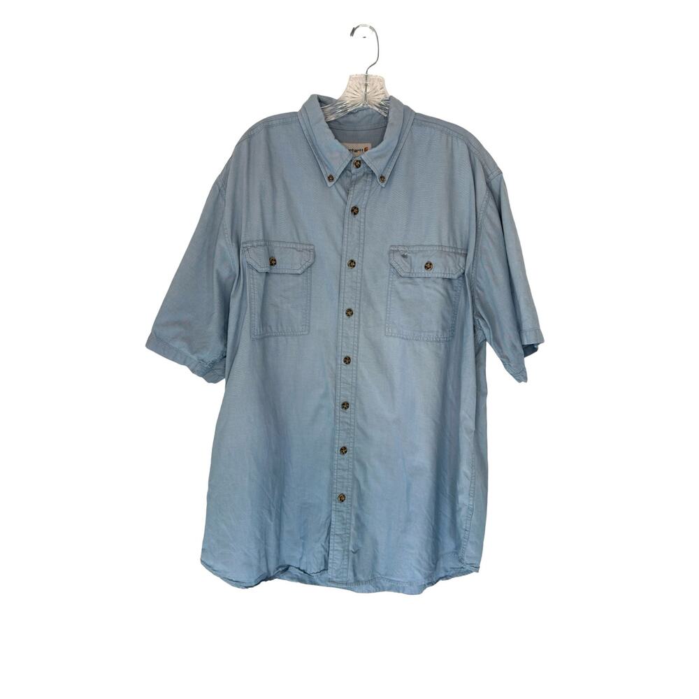 Carhartt Men's Blue Relaxed Casual Short Sleeve Button Up Shirt Size XL Tall